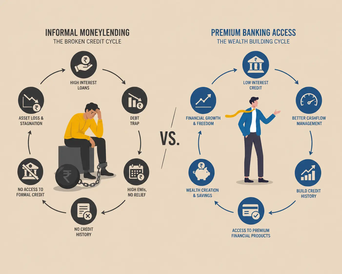 The Broken Credit Cycle — Informal Moneylending vs. Premium Banking Access in India
