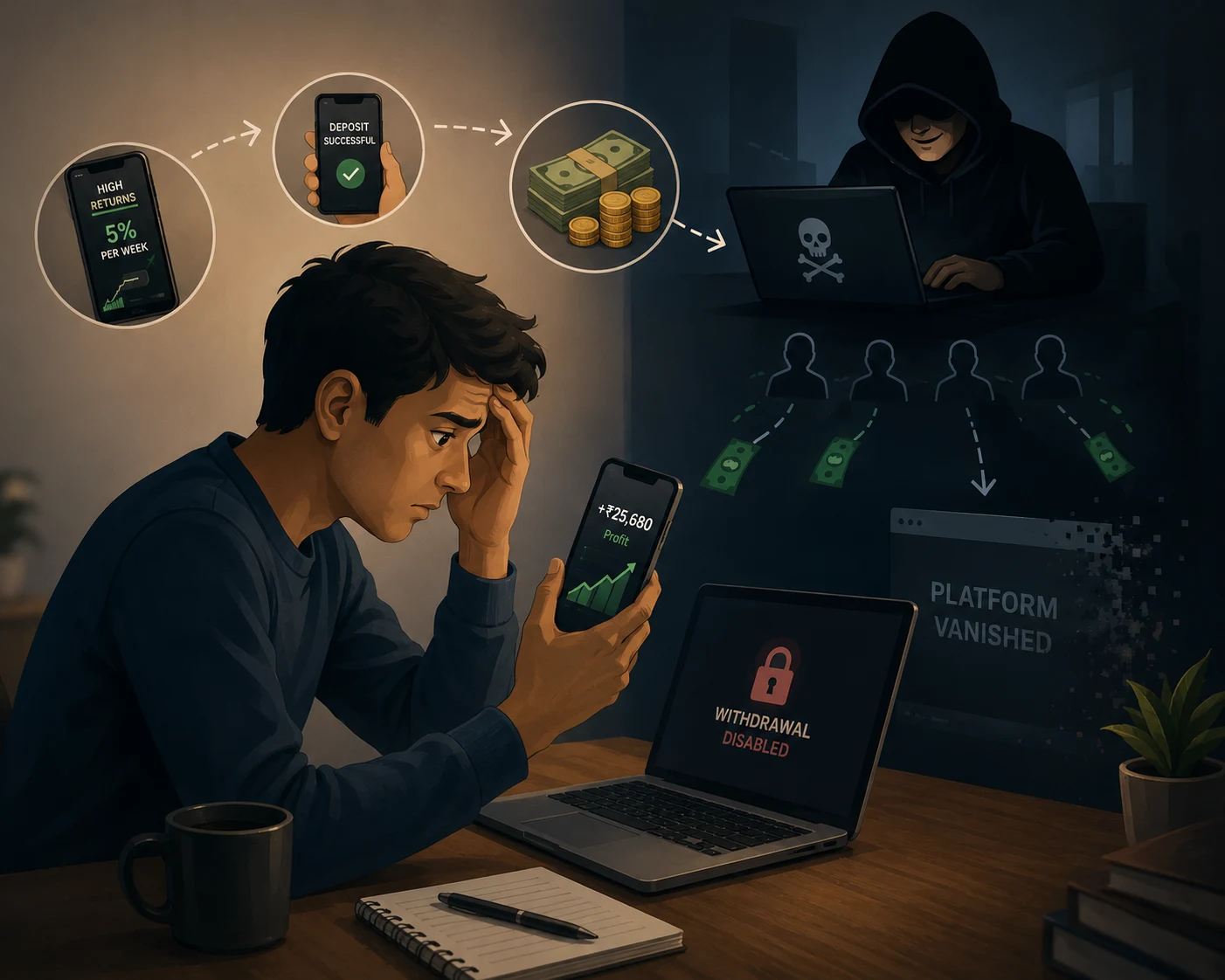 Falling for Unrealistic High-Yield Scams and Ponzi Setups — How Digital Fraud Drains Retail Investors