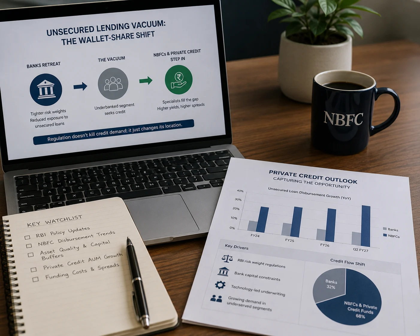 RBI unsecured lending risk weights — NBFC private credit wallet-share rotation 2026