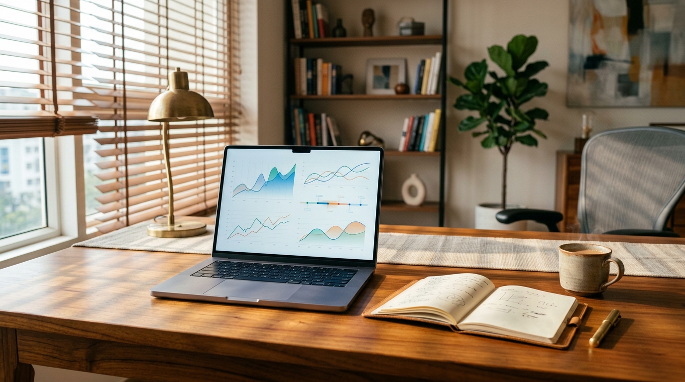 Financial workstation with credit line analysis and digital banking insights