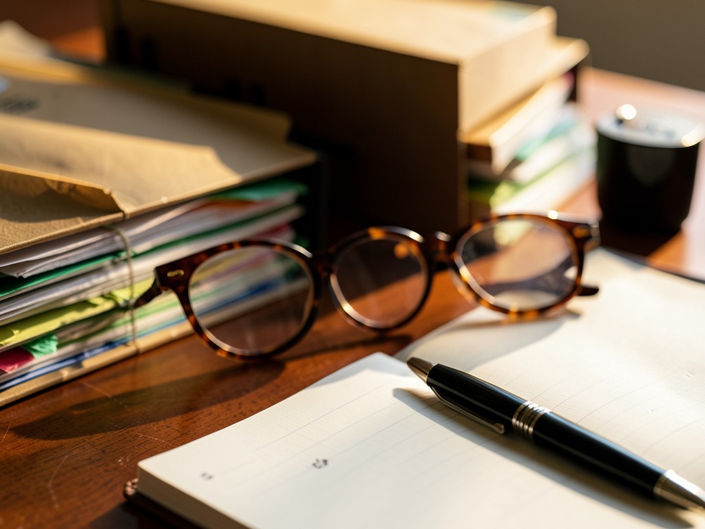 Tax compliance workstation with organized statutory filing records and documentation