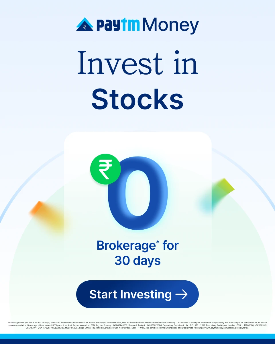Paytm Money zero brokerage for 30 days promotional banner